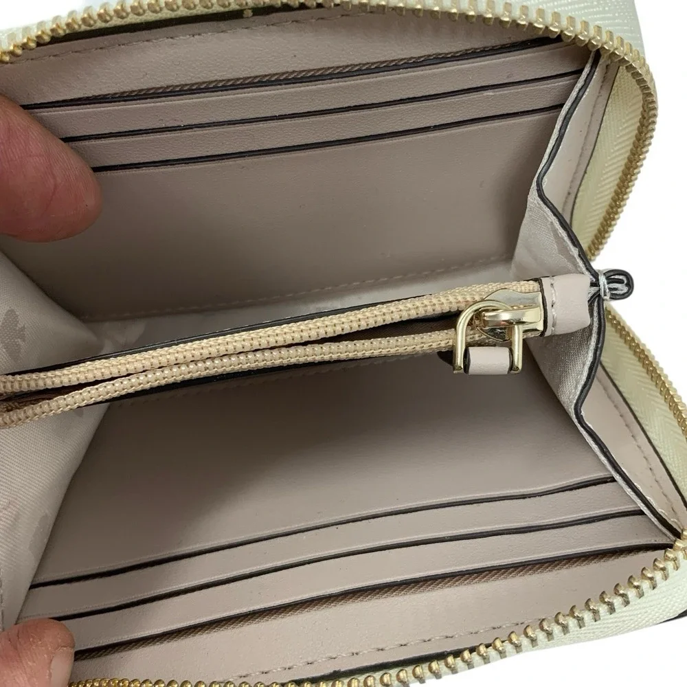 Kate Spade Zip Around Card Case Wallet Wrapping‎ Party Parchment Gold Polka Dot